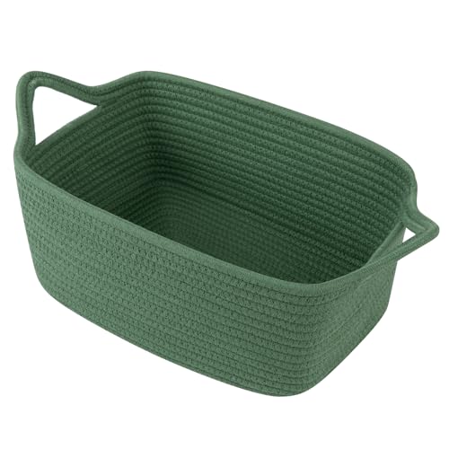 OIAHOMY Woven Basket, Gift Basket Empty with Gift Bags and Ribbons, Rope Baskets for Baby Showers, Storage Baskets with Handles for Nursery, Pet Toy Organizer - Olive Green - color: Olive Green, size: Medium: 13.5L*10W*6H