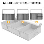 2 Packs Under Bed Storage Containers, Foldable Clothes Draw Organizers with Adjustable Dividers, Handles, Clear Window, Closet Storage Bins for Clothing, Shoes, Blankets