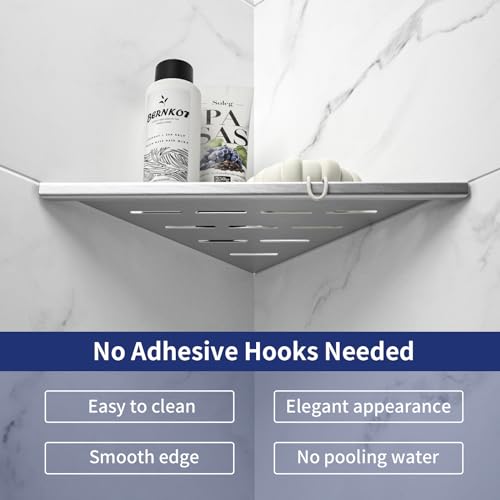 10'' Corner Shower Shelf 2PCS, 304 Stainless Steel Grout in Shelves for Tiled Wall, Recessed Bathroom Shelves (10'', Silver) - color: Silver, size: 10''