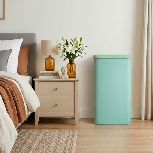 Lifewit 100L Laundry Basket with Lid, Clothes Hampers for Laundry with Bamboo Handles and 1 Removable Bag, Large Foldable Laundry Hamper for Bedroom, Bathroom, Dorm, Laundry Room, Sage Green - color: Sage Green, size: 100L