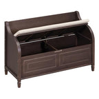 Knocbel Rustic Entry Storage Bench with Hidden Compartments and Removable Cushion, Wooden Entryway Hallway Foyer Shoe Bench Bedroom End of Bed Bench, 250lbs Weight Capacity (Espresso) - color: Espresso