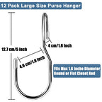 Unique Twist Design Bag Hanger Purse Hooks - 5 Inch Large Size Closet Rod Hooks for Hanging Bags, Purses, Handbags, Belts, Scarves, Hats, Clothes, Pans and Pots (12 Pack) - color: 12 Pack Platinum