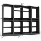 Unikito 100 Inch Large Closet System, 8.3FT Wood Closet Organizer Kit with 8 Hanging Rods, Adjustable Walk in Wardrobe Closet Tower, Sturdy Luxury Clothes Garment Rack, Easy Assembly, Set of 4, Black - color: Black, size: 100 Inch