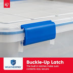 IRIS USA WeatherPro 16 Qt Storage Bins with Lids, 3 Pack, BPA-Free Plastic Gasket Box with Tight Latch and Seal, Stackable Nestable Tote Tub - Clear/Blue - size: 16 Qt. - 3 Pack