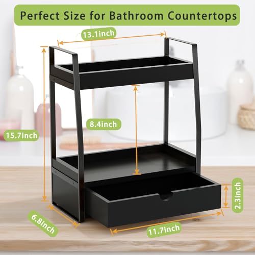 Boulphia 2-Tier Bathroom Organizer Countertop, Bathroom Sink Organizer Countertop, Vanity, Counter Shelf, Black - color: Black