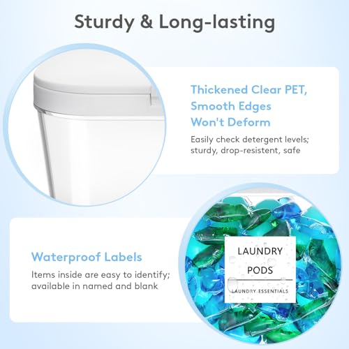Lifewit Laundry Pods Container with Pop-up Lid, Laundry Room Organization, Dryer Sheet Holder for Washing Powder Scent Booster Beads, 2700 +4500ml/0.72+1.2gal,2 Pcs - style: 0.72+1.2gal