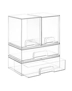 Vtopmart Clear Stackable Storage Drawers Set of 4, Plastic Organizer Bins for Makeup, Cosmetics, Beauty Supplies,Ideal for Vanity, Bathroom,Cabinet,Pantry Organization - style: 2 High+2 Wide