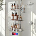 Over the Door Shower Caddy Hanging, Rustproof Shower Shelves with Waterproof Phone Pouch, Adjustable Bathroom Organizers and Storage, No Drilling Shampoo Soap Shelf (Silver 3-Tier) - size: Silver 3-Tier