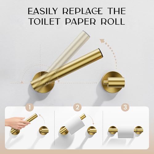 Day Moon™ - Toilet Paper Holder - Modern Roll Holder for Bathroom - 2 Pack - Wall Mount, Gold - color: Gold, size: Classic 2 Pack