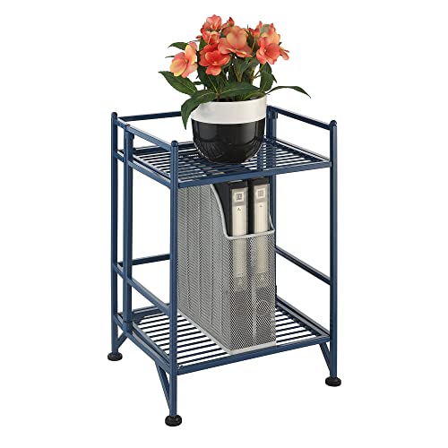 Convenience Concepts Xtra Storage Shelves - 2 Tier Folding Metal Organizer Shelf for Office, Closet, Laundry Room, Garage, Kitchen, Bathroom, & Bedroom, No Tools Assembly, Cobalt Blue - color: Cobalt Blue