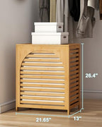 Laundry Hamper with Lid, 27.3 Gallon (103L) Bamboo Wood Clothes Laundry Basket with Lid and Handles, Removable Liner - color: Natural, size: Extra Large