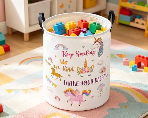 Essme Kids Laundry Basket,Unicorn Hamper Collapsible Waterproof Storage Bin for Girls,Gift Baskets(Color Unicorn) - color: Color Unicorn