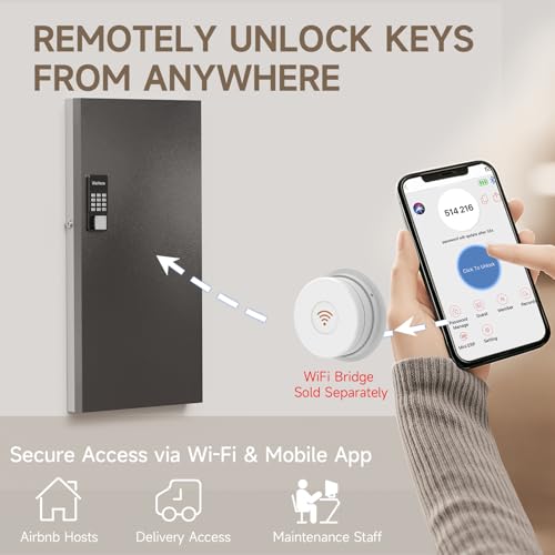 WeHere 120-Key Smart Key Lock Box Wall Mount – Commercial Key Cabinet with App, Keypad, Bluetooth & WiFi Unlock (Sold Separately), Access Log Tracking, Key Management for School, Property, Office - size: 120 keys(smart)