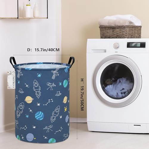 FANKANG Storage Basket, Nursery Hamper Canvas Laundry Basket Foldable with Waterproof PE Coating Large Storage Baskets for Kids Boys and Girls, Office, Bedroom, Clothes,Toys（Colorful Space ） - color: Colorful Space