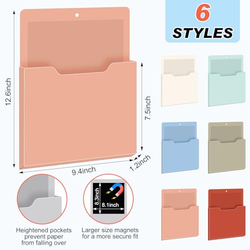Fuutreo 6 Pcs Magnetic Wall File Organizer Magnetic Wall File Holder Refrigerator Magazine Holder for Mail Letters Paper(Vintage Boho,Vertical-large) - color: Vintage Boho, size: Vertical-Large