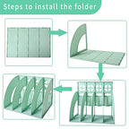 SAYEEC Sturdy Magazine Holder 4 Compartments Plastic Desktop File Organizer File Dividers Office Organizer Storage Document Magaizne Rack Display Box (Green) - color: Green-4 Sections