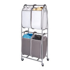 Neatfreak - 2 Tier Vertical Rolling Laundry Cart - Rolling Storage Cart On Wheels With 4 x Tote Hampers For Laundry, Towels, Blankets & Bathroom Organization - Quad Laundry Sorter
