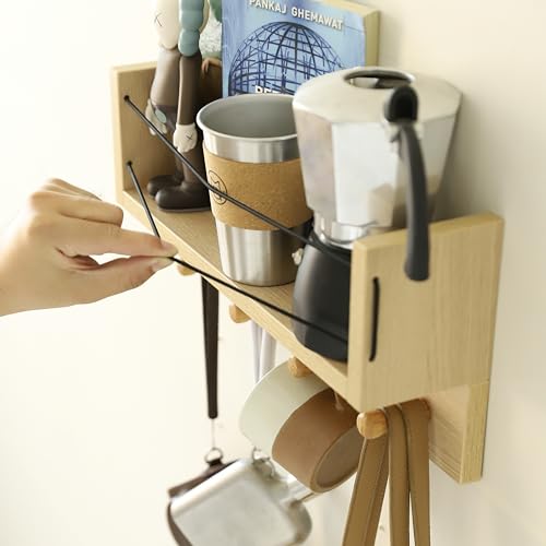 Entrance Coat Rack ，Coat Hooks, Wall-Mounted Wooden Hook Rack, Wall-Mounted Shelves are Very Suitable (Oak Color Finish-B-1) - style: Oak color finish-B-1