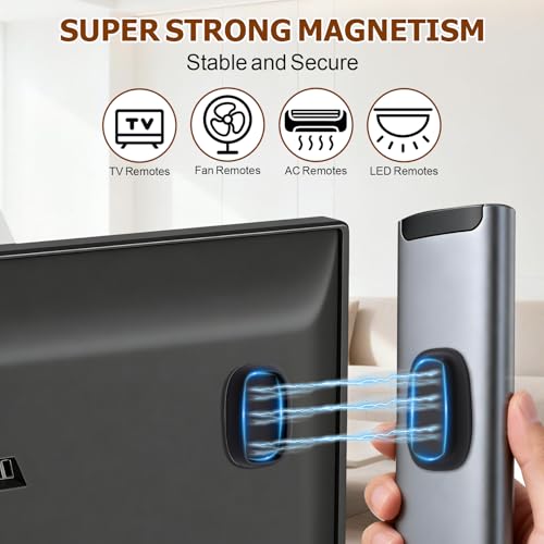 Ninsula 4 Pack Magnetic Remote Control Holder Wall Mount, No Drill Self-Adhesive Organizer TV Remote Holder, Black Organizer Storage Wall Holder for Tv, Fan, Air Conditioner, Bed