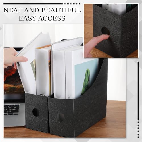 Geyee 12 Pack Magazine File Holder Plastic Desk Organizer Magazine Holder Storage Heavy Duty File Boxes for Home Storage and Office Organization(Black) - color: Black