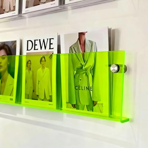 ROYALITA 2-Pack Acrylic Magazine Holder Brochure Holder, 36" Record Holder Magazine Rack, Fashion Hanging Bookshelf Literature Storage Rack for Waiting Room, Living Room, Office, Green, 36 Inch - color: Green, size: 36 Inch