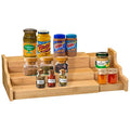 Spice Rack Kitchen Cabinet Organizer- 3 Tier Bamboo Expandable Display Shelf Yellow - color: Yellow