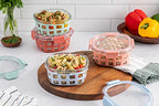 Ello Duraglass 3.4 Cup Round Meal Prep Sets 10Pc, 5 Pack Set- Glass Food Storage Container with Silicone Sleeve and Airtight BPA-Free Plastic Lids, Dishwasher, Microwave, and Freezer Safe, Melon - color: Melon Rounds, size: 3.4 Cup