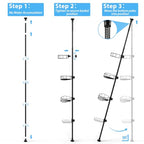 BsBsBest Shower Organizer Caddy - Stainless Steel Shower Shelves Rack, Adjustable Organization And Storage Head Holder, Rustproof Tension Pole, Black
