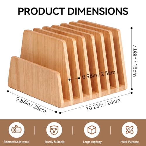 KIRIGEN Desktop File Document Holder Stand 7 Slots Mail Paper Organizer Desk Sorter Holder for File Document Organizer Stand for Home Office Natural (7KWJJ-NA) - color: Natural, size: 7 Slots