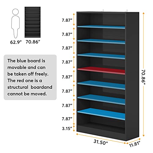 Tribesigns Tall Shoe Cabinet, 9 Tiers 40-45 Pairs Heavy Duty Wood Freestanding Shoe Storage Cabinet, 70.8'' Tall Shoe Cabinet with Open Storage for Entryway (1, Black) - color: Black