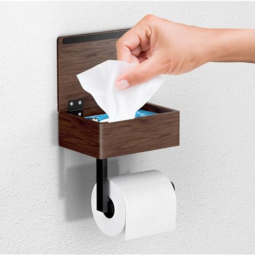 Day Moon Designs Toilet Paper Holder with Shelf - Flushable Wipes Dispenser & Storage Fits Any Bathroom, Keep Your Wet Wipes Hidden - Wooden Wall Mount Bathroom Organizer - Small, Dark Wood - color: Polished Chrome, size: 2 Pack - Wall Mount - Classic