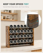 NESAPTO Spice Rack Organizer with 28 Glass Spice Jars, Wood 4-Tier Seasoning Organizer with Labels for Cabinet, Pantry, Countertop or Wall Mount, Chalk Marker and Funnel Set, 14" W × 9.4" H - size: With 28 Jars, 14"W × 9.4"H