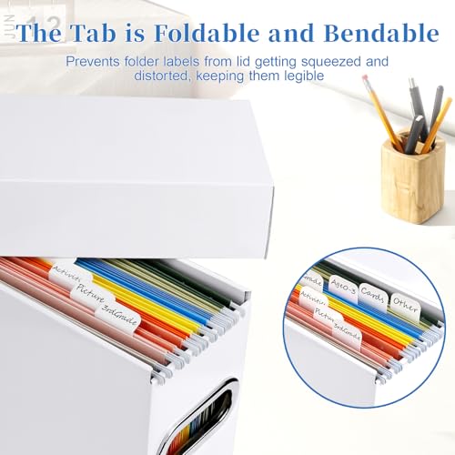 File Organizer Box with Lid & Handle, Thickened Cardboard Hanging File Folder Storage Boxes for Letter Size, Portable Filing Organizer for Office, Home, Classroom, White 2 Pack - color: White, size: 2 Pack