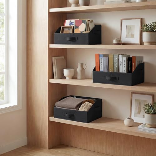 GRANNY SAYS Purse Organizer for Closet, Trapezoid Storage Bins, Closet Organizers and Storage, Decorative Storage Baskets for Shelves, Clothes, Toys, Towels, Black, 3-Pack - color: Black, size: 16½"L x 11"W x 7¾"H