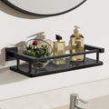 Alise Glass Shelves for Bathroom Wall, Tempered Glass Bathroom Shelf Wall Mounted, Modern Space Saving Floating Shelves 12 inch, Matte Black - color: Matte Black, size: 12 inch