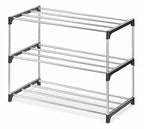 Whitmor 3-Tier Shoe Rack - Small Space Solution - Store up to 6 Pairs of Shoes - Organize Shoes & Accessories - Chrome & Black - size: 3-Tier