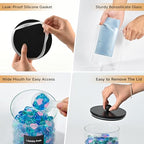 Glass Laundry Pods Container & Acrylic Dryer Sheet Holder with Balck Bamboo Knobs Lids, Scoops & Labels | Premium Laundry Room Organization and Storage for Detergent Pods, Powder, Dryer Balls & Beads - color: Black Cap with handle
