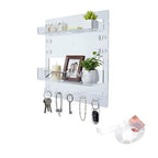 Bedside Shelf with Nanotape, No Drill Wall Mounted Organizer for Phone & Remote, Floating Charging Shelf for Dorm, Apartment, RV, Small Space Bedroom Decor for College Girl,Clear