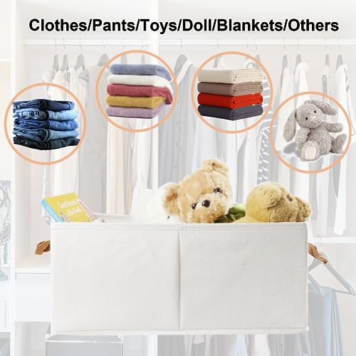 Fordonral Pack of 3 Large Capacity Storage Bins Closet Organizer System, Sturdy Foldable Boxes for Organizing Clothing, Sheets, Toys, Books - Shelf Shelves Basket Bin Linen White - color: White
