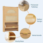 Patikuin Narrow Rattan Shoe Cabinet, 3 Semi-Circular Flip Doors Freestanding Shoe Storage Organizer, MDF Wooden Hidden Slim Shoe Rack for Entryway, Hallway, Foyer, Living Room - size: 3 Flip Drawers