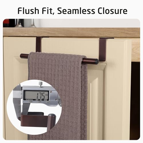 KES Over The Cabinet Towel Holder Fit 1" Thick, Kitchen Towel Holder for Cabinet, Over The Door Towel Bar with Extended Hooks, Brown 2 Pack, KTH500S26-OB-P2 - color: Brown