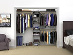 ClosetMaid SuiteSymphony Wood Closet Organizer Kit with Tower, 3 Hang Rods, Top Shelves, Adjustable, Fits Spaces 5-9 ft. Wide, Graphite Grey - color: Graphite Grey, style: Closet Organizer w/Shelves