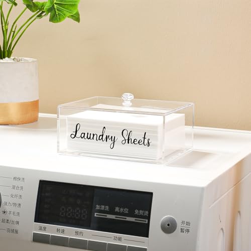 VOTLEVT Acrylic Laundry Detergent Sheets Holder, Laundry Sheets Holder with Lid, Laundry Sheets Container Laundry Room Organizers - color: Acrylic