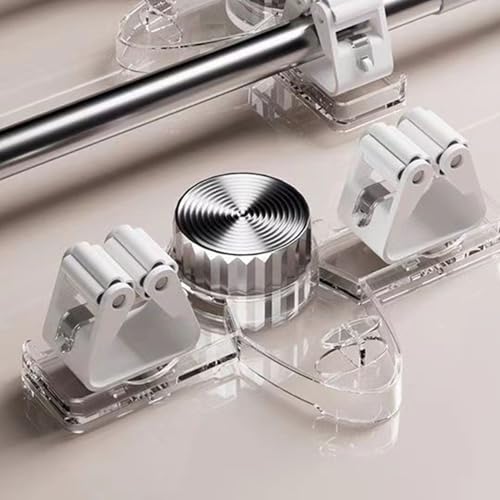 Mop and Broom Holder Wall Mount - Broom Mop Hanger | Utility Rack, Tool Organizer Rack, Gripper for Home Kitchen Garden Laundry Garage - color: White