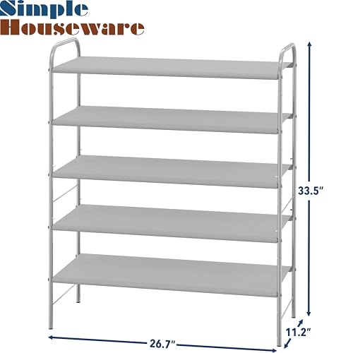 Simple Houseware 5-Tier Shoe Rack Storage Organizer, Grey - color: Grey, size: 5-Tier