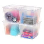 IRIS USA 4-Pack Storage Bins with Lids, 36 Quart, Clear Stackable Containers Box Organize Shoes Closet Shelves Clothes Blankets Towels - BPA-Free Plastic - size: 36 Qt, style: 4 Pack