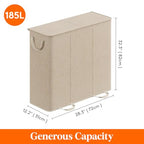 Lifewit Triple Laundry Hamper with Lid and Removable Laundry Bags, Large Collapsible 3 Dividers Dirty Clothes Basket with Handles for Bedroom Laundry Room Closet Bathroom College, 185L Beige - color: Beige, size: 185L