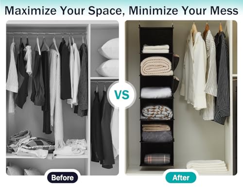 YOUDENOVA Hanging Closet Organizers and Storage, 6-Shelf Hanging Closet Shelves, Black | Storage - color: Black