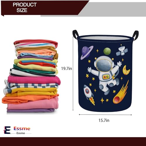 ESSME Kids Laundry Basket,Space Hamper Collapsible Canvas Waterproof Storage Bin for Boys, Nursery Hamper,Gift Baskets,toy bins(Astronaut) - color: Astronaut