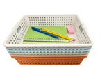 Modern 6-Pack Stackable Paper Trays with Handles, A4 Desktop Document Organizer for Classroom, Office, Homework Collection